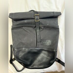 Portland Leather Roll-top waxed canvas and leather backpack